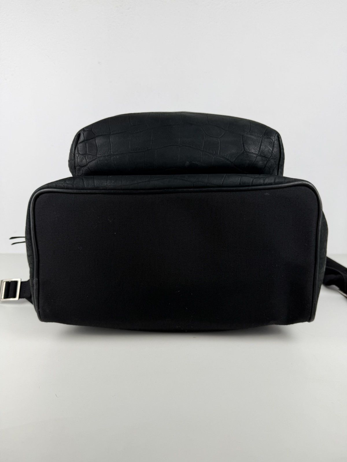 2021 Saint Laurent croc embossed leather city backpack