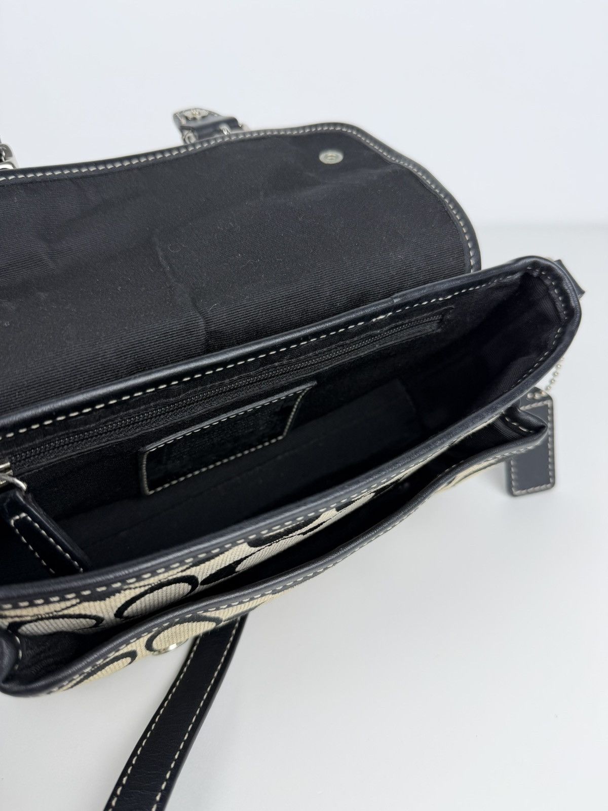 Coach signature leather and canvas shoulder/ crossbody bag
