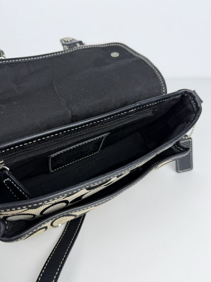 Coach signature leather and canvas shoulder/ crossbody bag