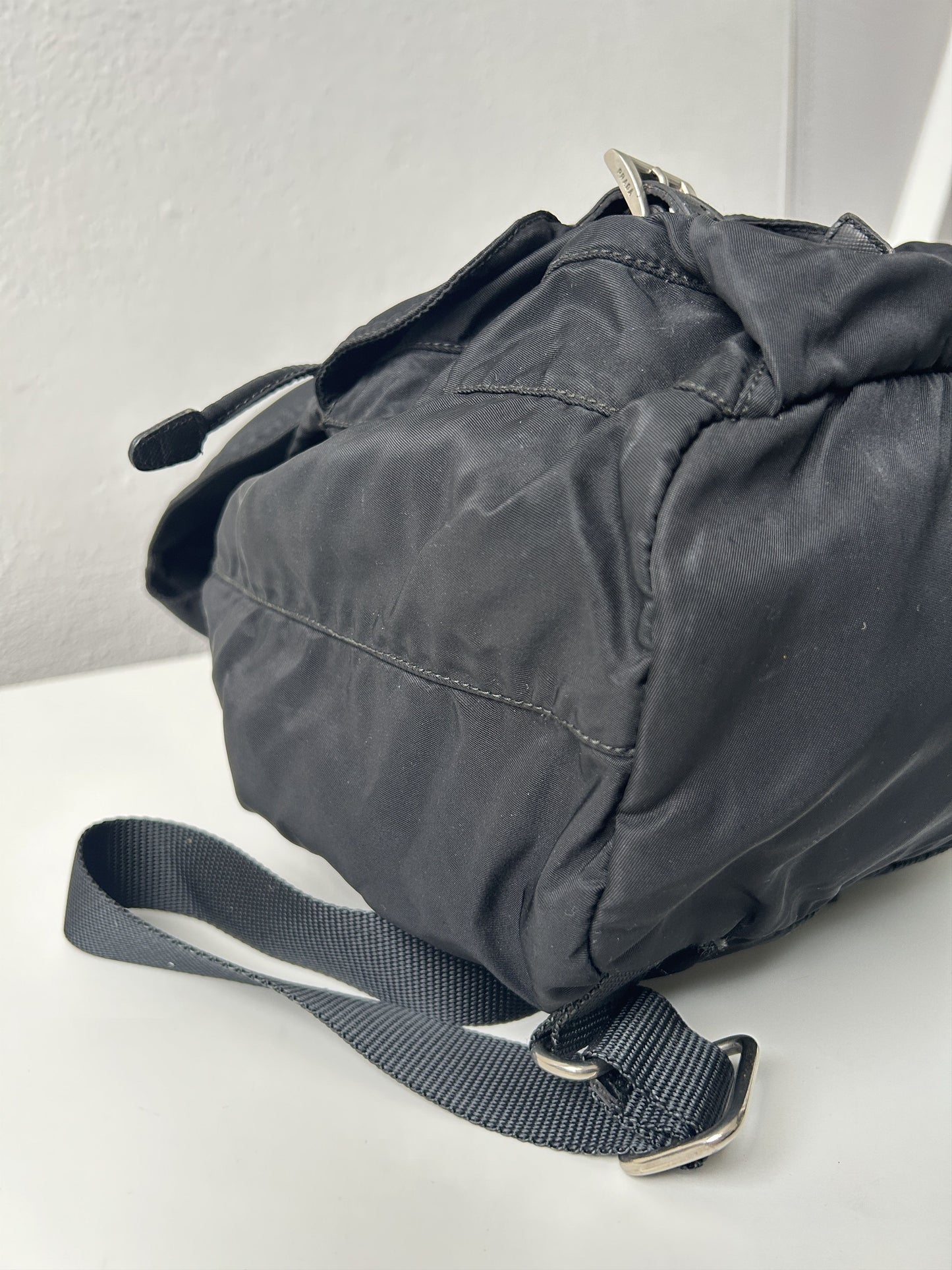 Vintage Prada nylon triangle logo cargo backpack