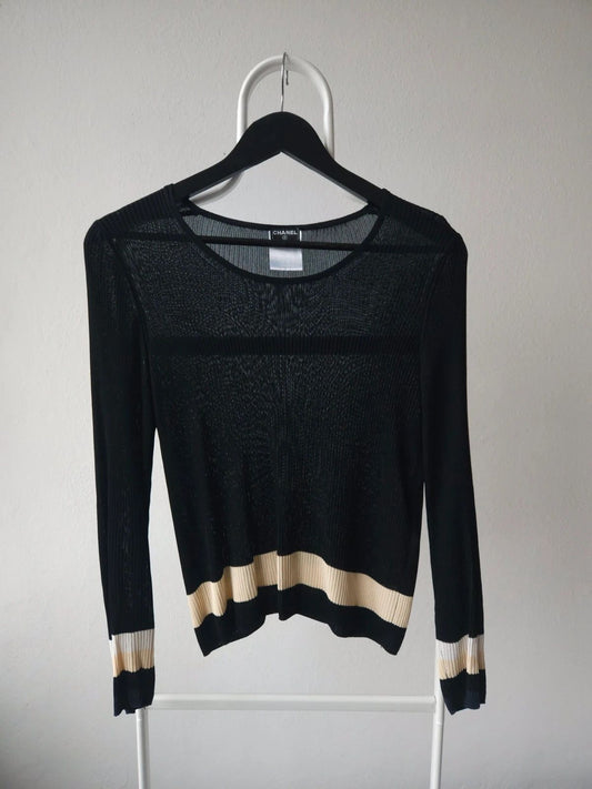 SS2001 Chanel viscose ribbed see through knit