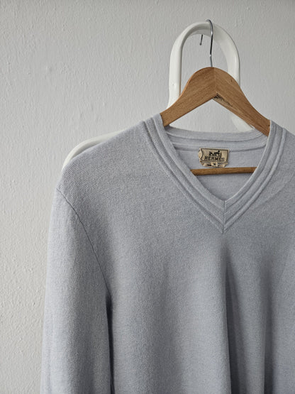 Vintage Hermes cashmere cotton blend v neck pullover