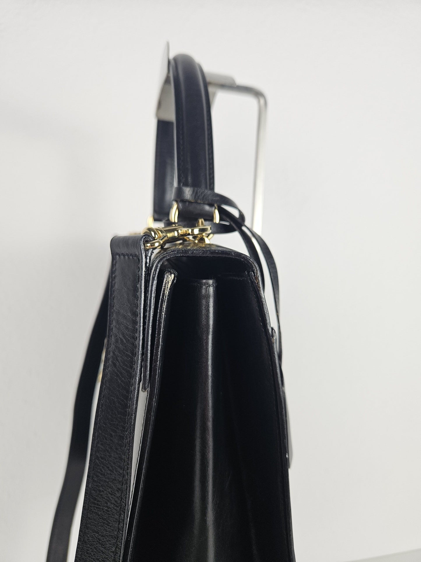 Vintage 80s Gucci lady lock box leather handbag