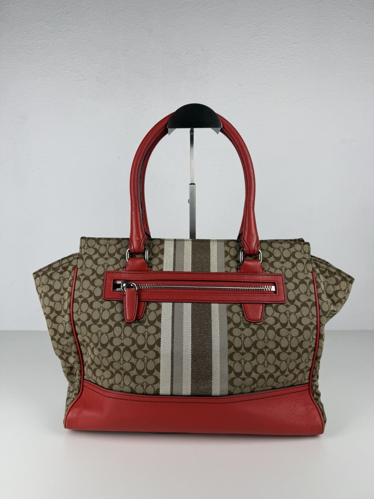 Coach legacy stripe candace carryall tote