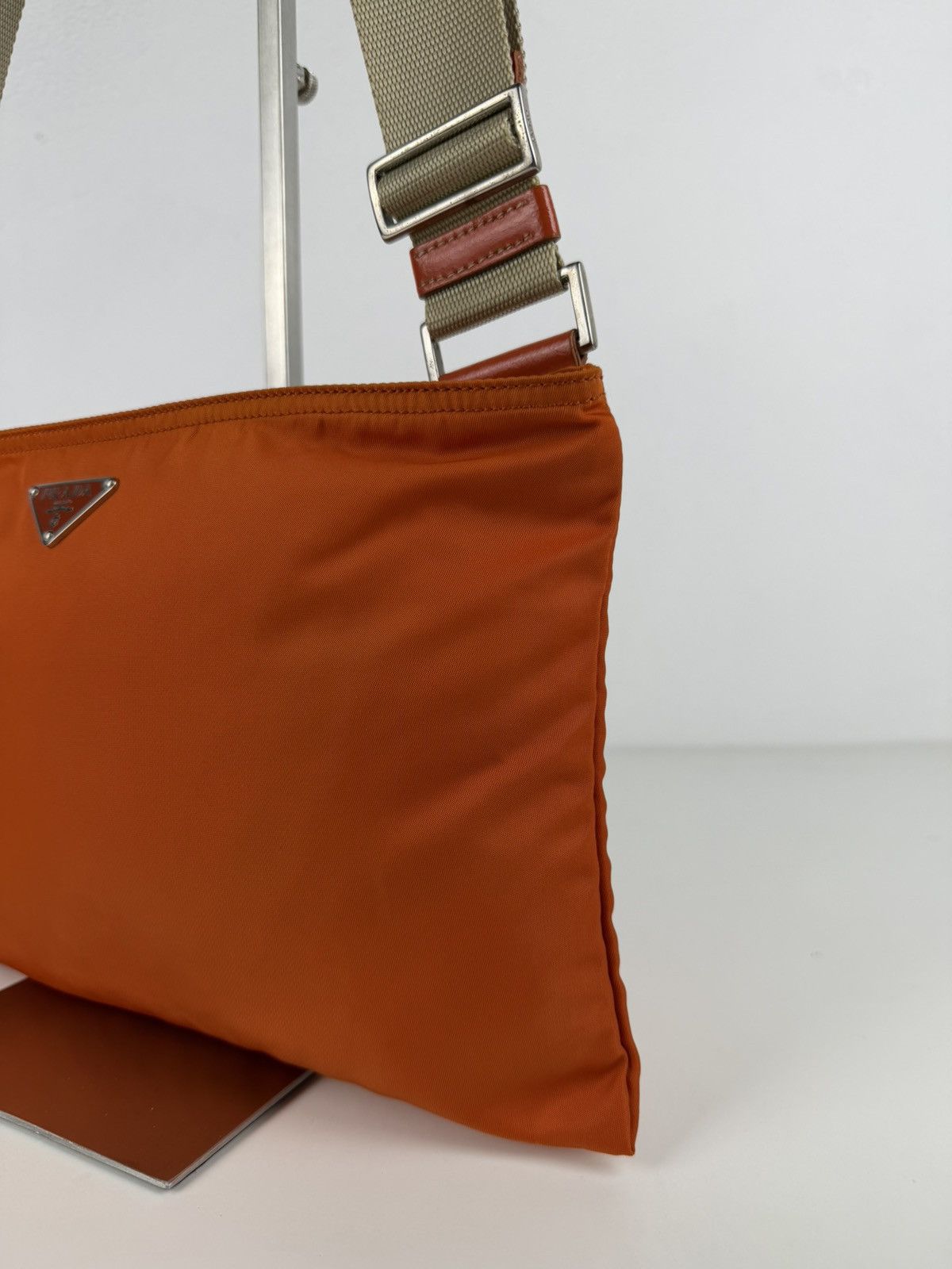 Vintage prada nylon triangle logo shoulder/ crossbody bag