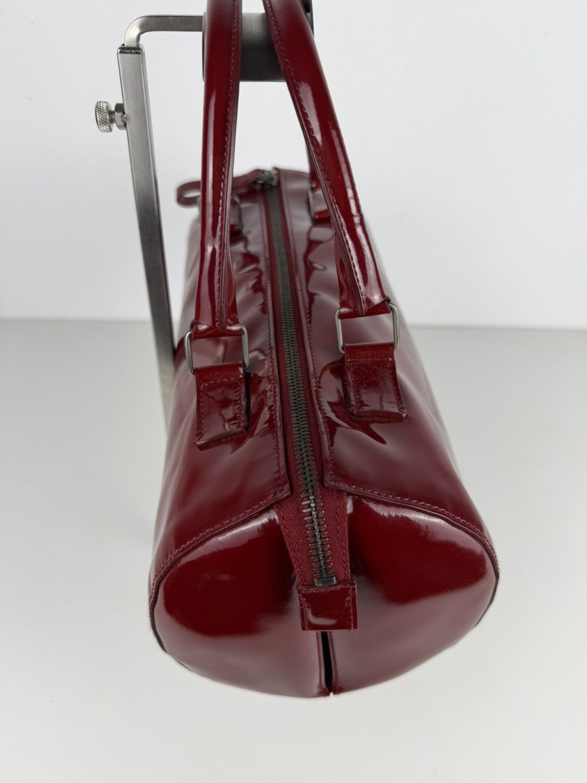 Vintage 90s Miu Miu patent leather cylindrical handbag