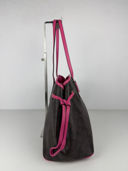 Coach signature coated canvas drawstring carryall tote