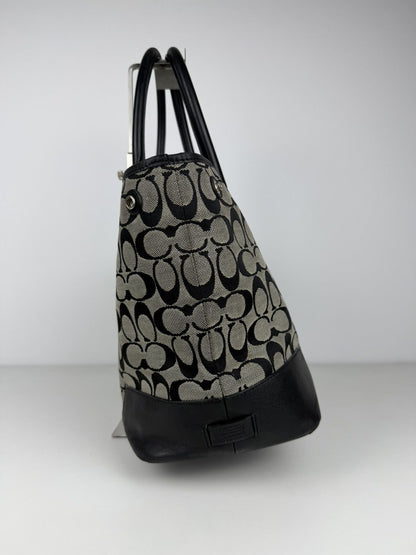 Coach signature leather and canvas tote bag