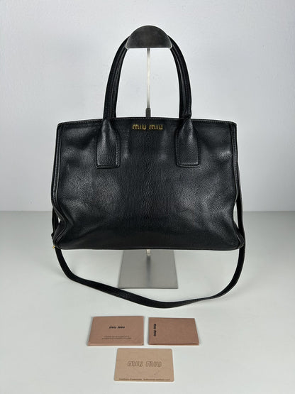 Miu miu madras leather tote bag