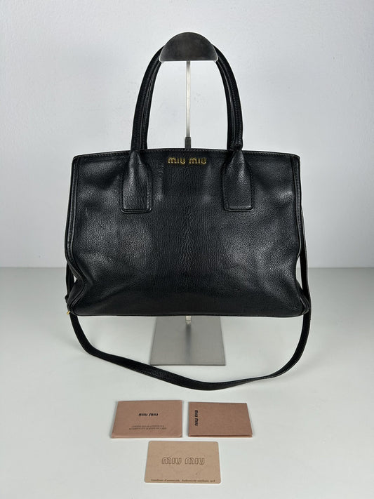 Miu miu madras leather tote bag