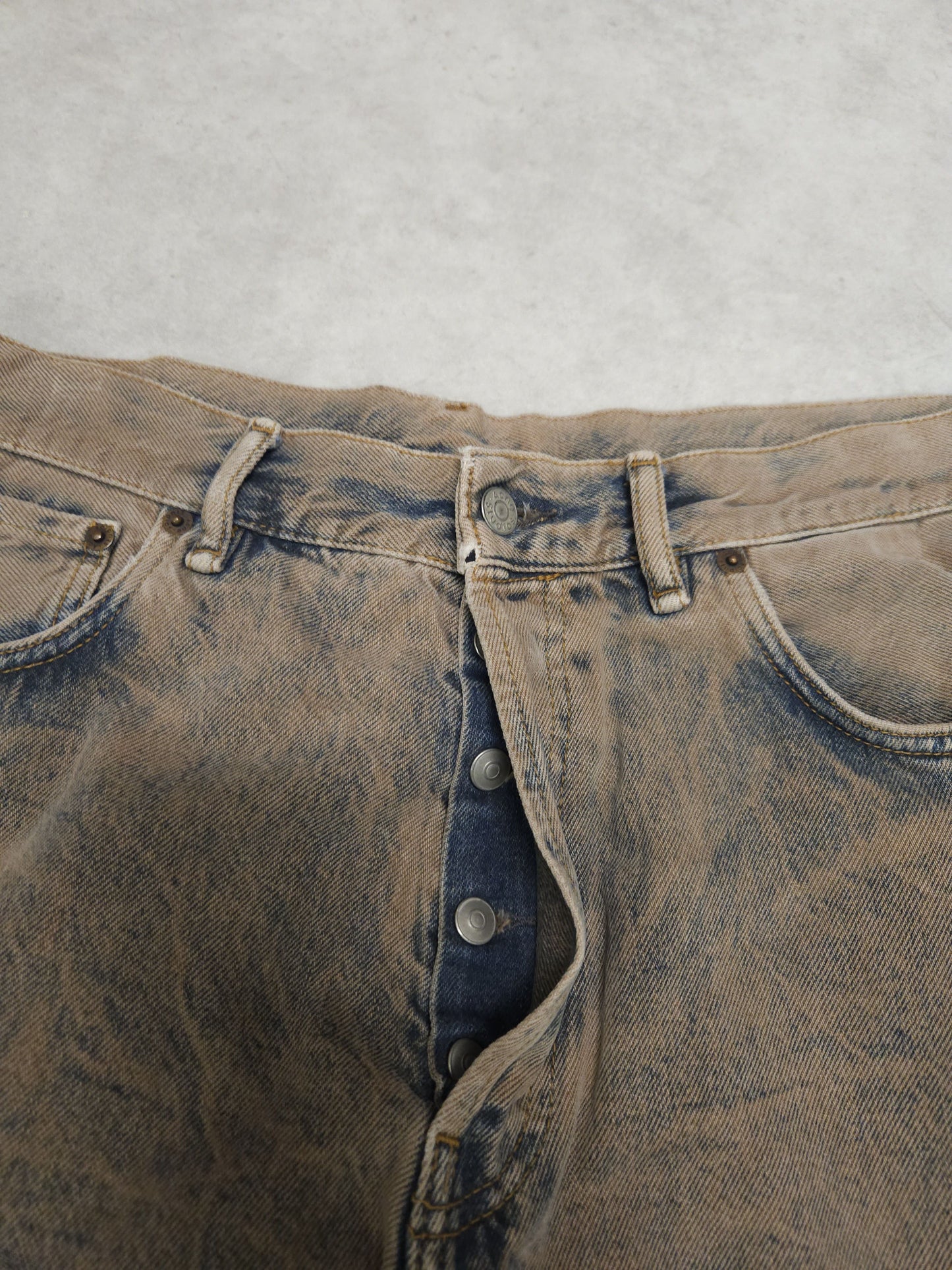 Acne studios 1989 drago road overdyed distressed baggy denim