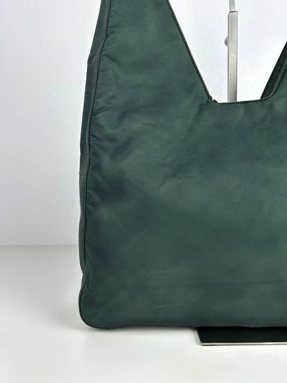 Vintage 90s Prada nylon triangle logo hobo handbag