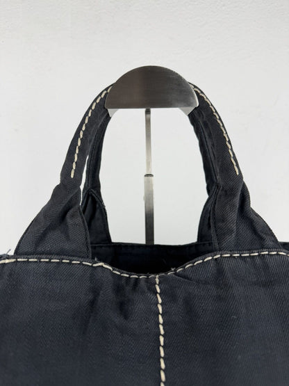 Prada canapa large canvas tote bag