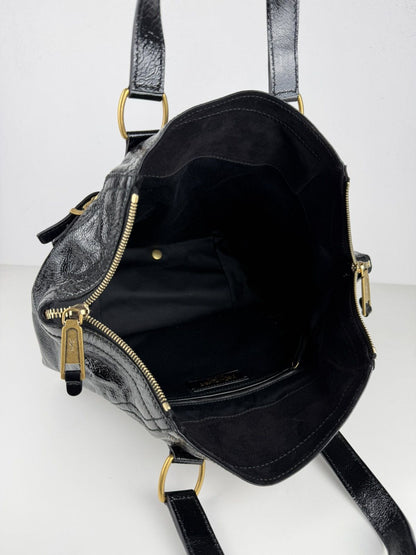 SS2009 YSL Rive Gauche sac downtown patent leather tote bag