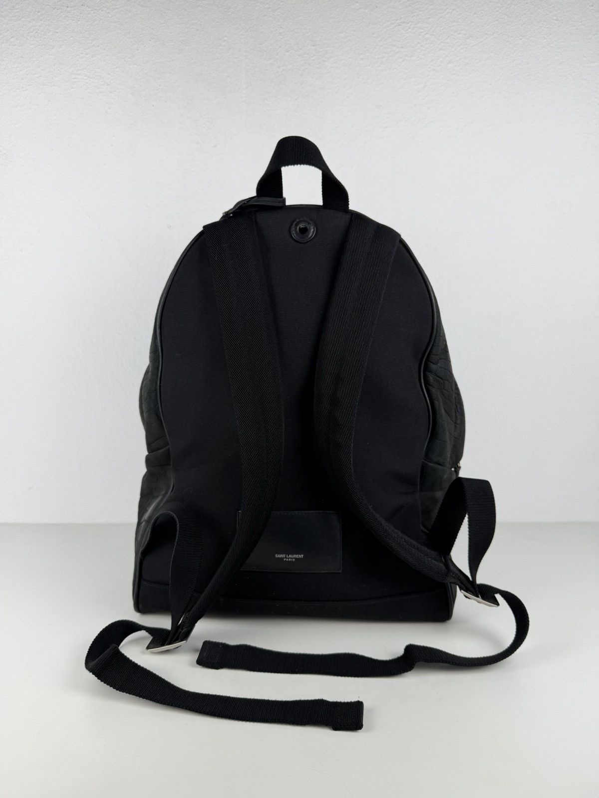 2021 Saint Laurent croc embossed leather city backpack