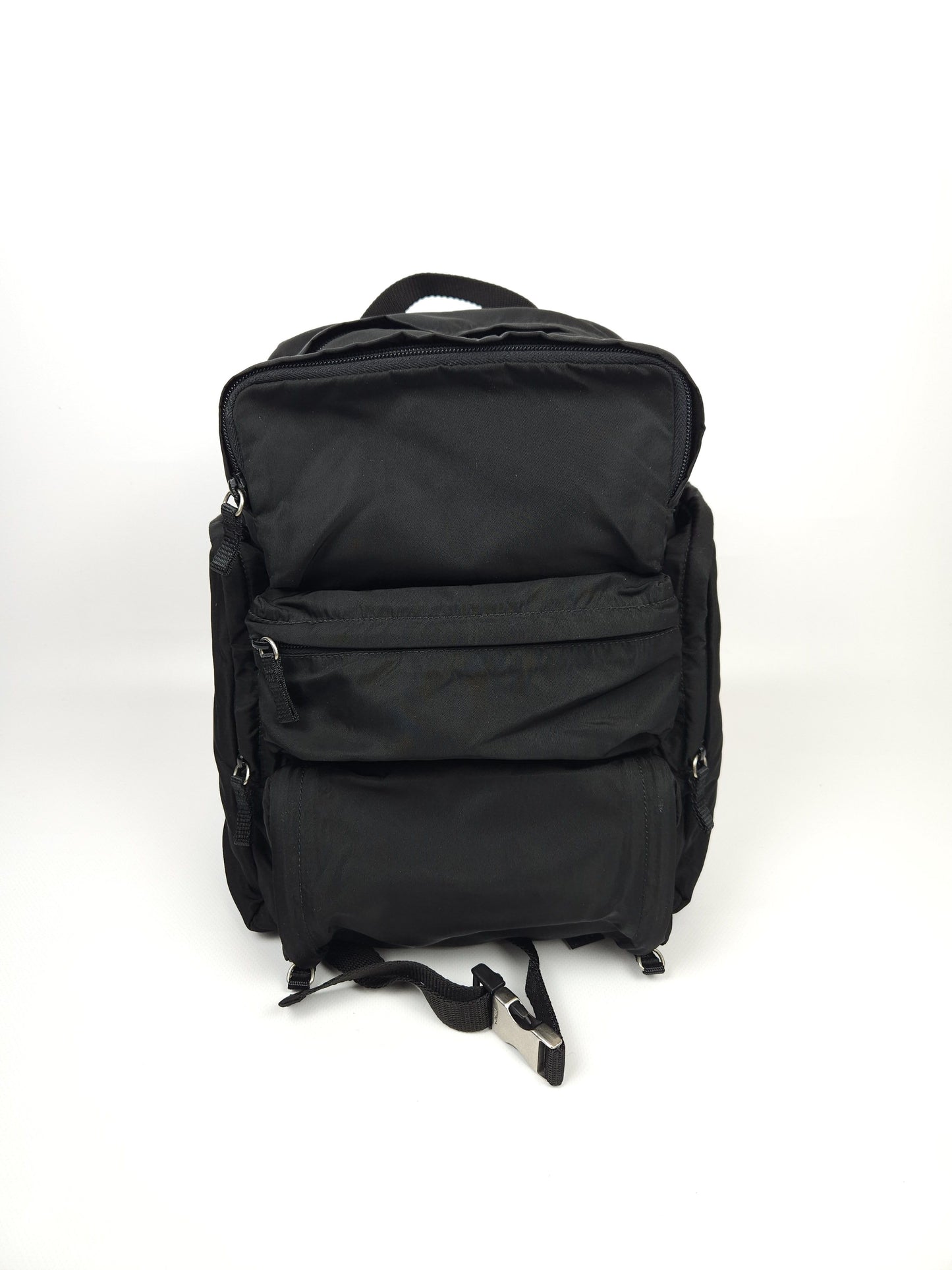 Prada triangle logo nylon multipocket backpack