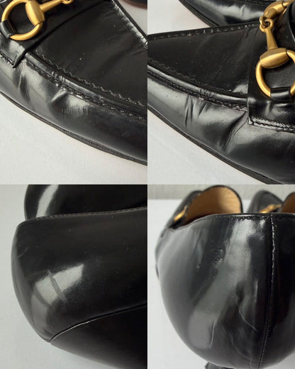 Vintage Gucci horsebit pointed toe patent leather pumps