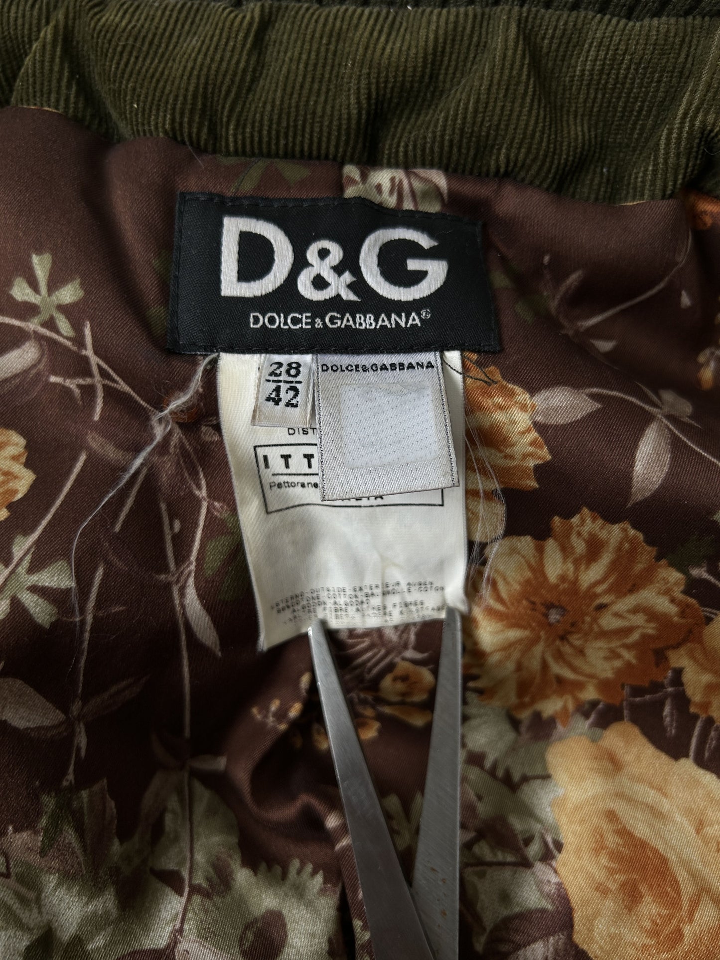 Archive y2k Dolce Gabbana corduroy hooded bomber