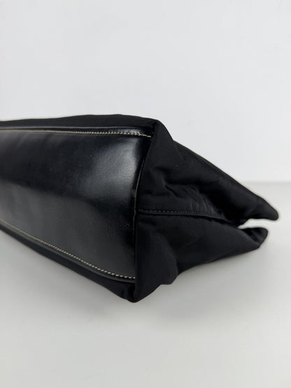 Vintage prada tessuto nylon and leather triangle logo tote