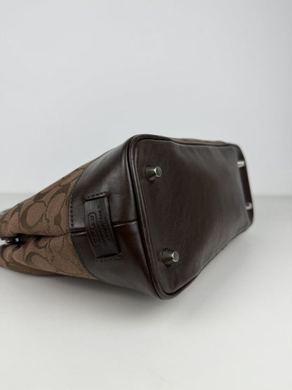 Coach Hamptons leather and canvas signature tote