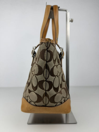 Coach signature canvas and leather mini tote bag