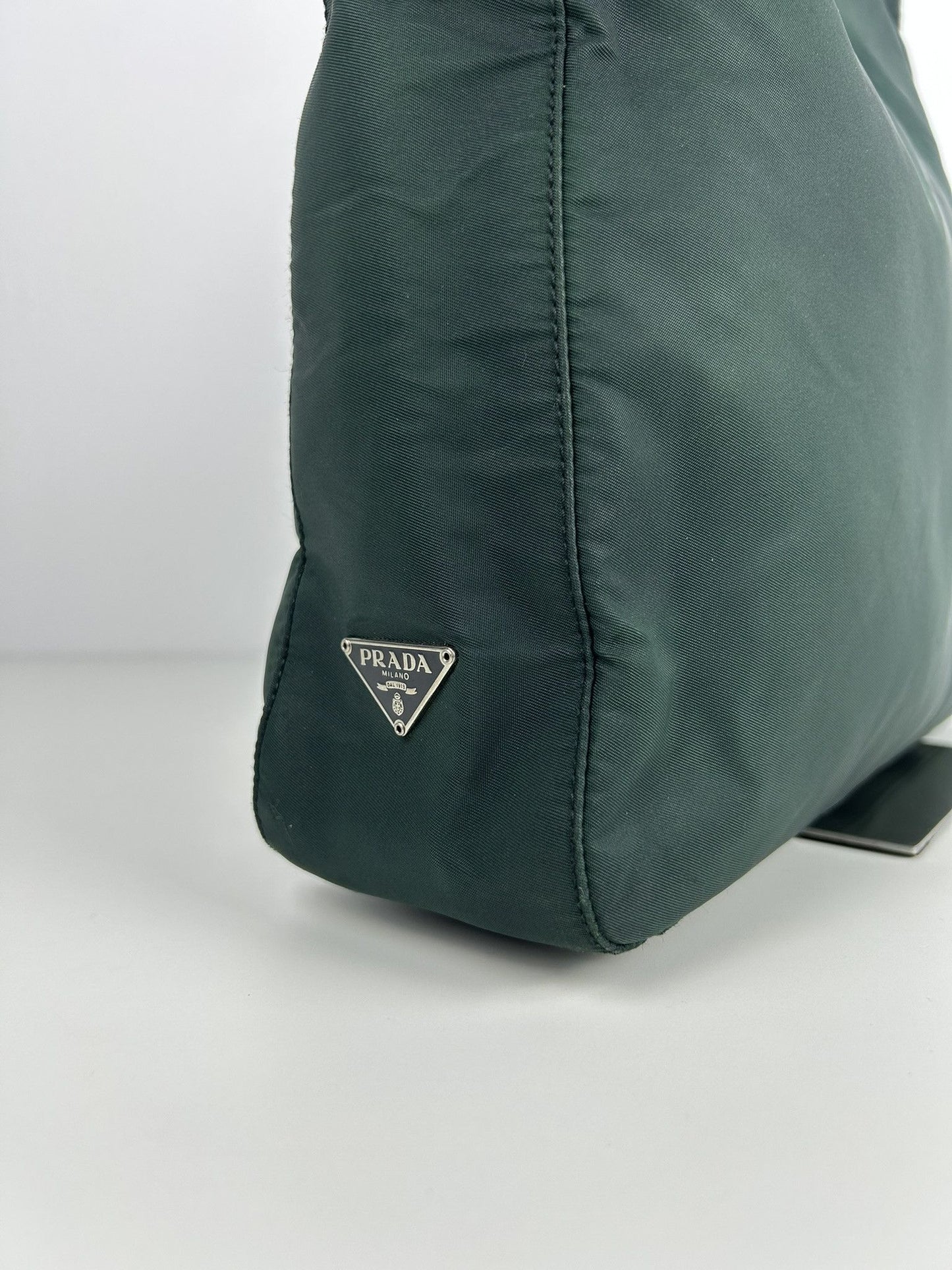 Vintage 90s Prada nylon triangle logo hobo handbag