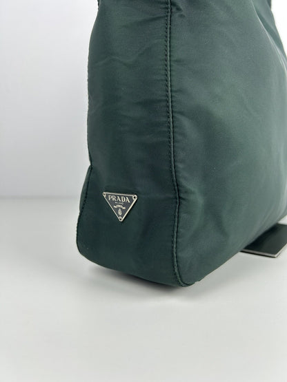 Vintage 90s Prada nylon triangle logo hobo handbag