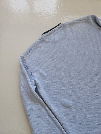 Vintage ysl baby blue embroidered logo thick knit sweater