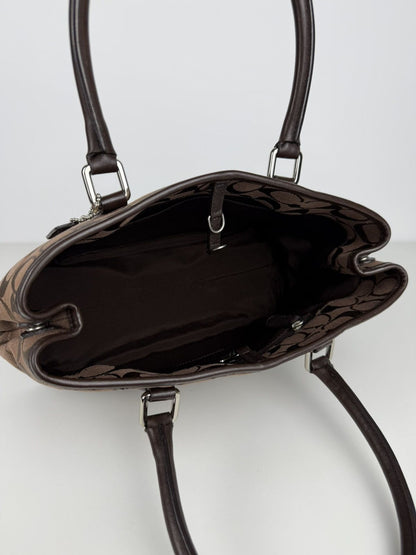 Coach Hamptons leather and canvas signature tote