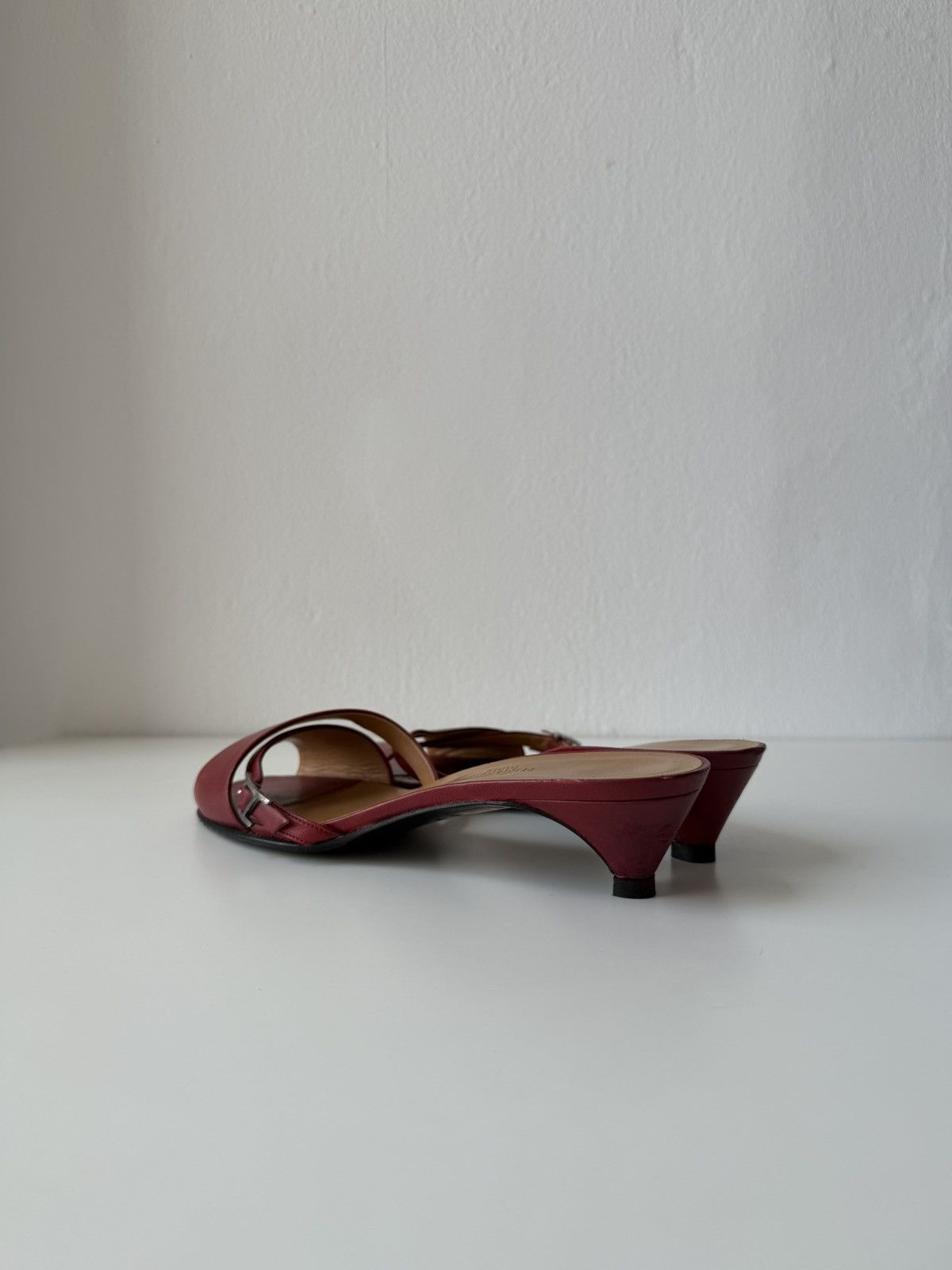 Hermes Kiton open toe kitten heel mules