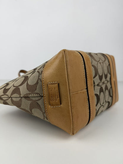 Coach signature canvas and leather mini tote bag