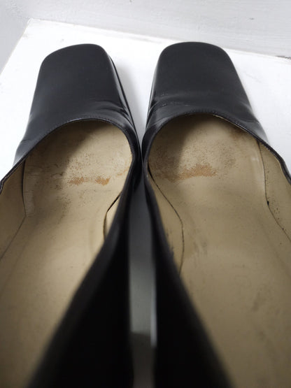 Archive Gucci square toe block heel pumps mules