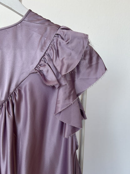 SS2018 Balenciaga silk ruffle loose long dress in lilac