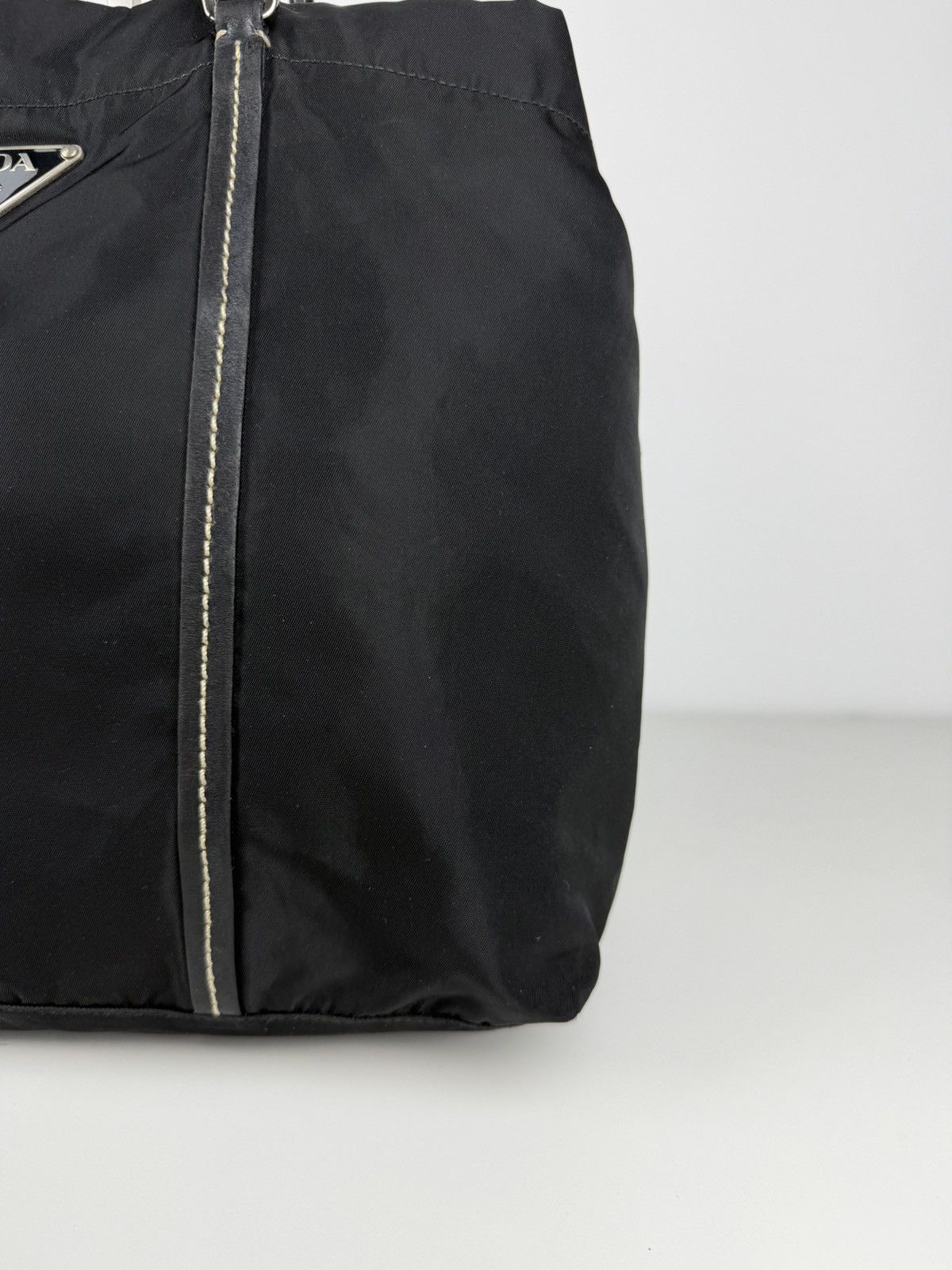 Prada tessuto nylon triangle logo tote bag