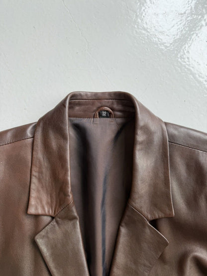 Vintage oversized calf leather blazer