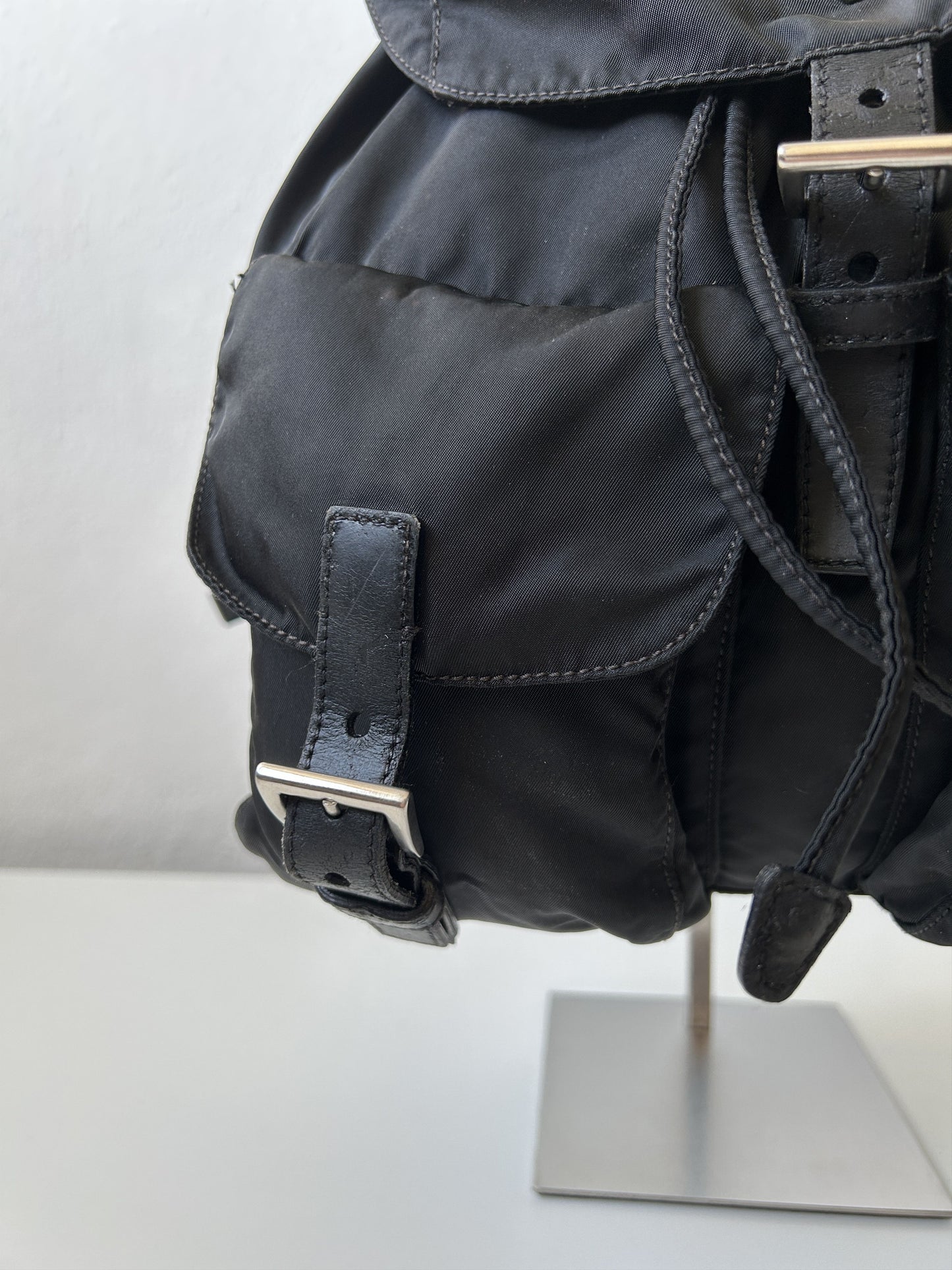 Prada nylon triangle logo cargo backpack