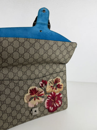 Gucci GG supreme Dionysus large with embroidered bee snake & flowers