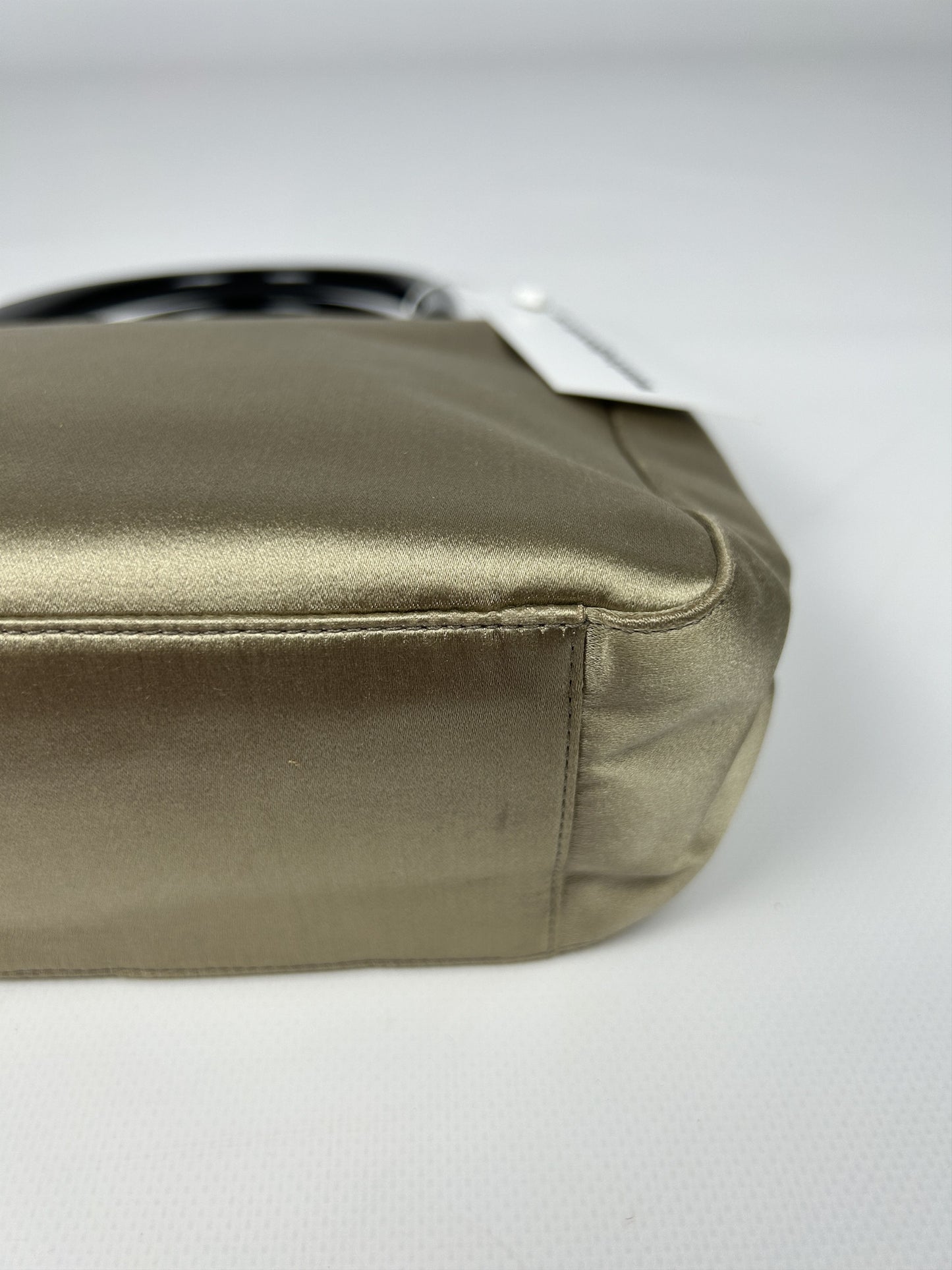 Prada triangle logo velvet plastic handle mini tote bag