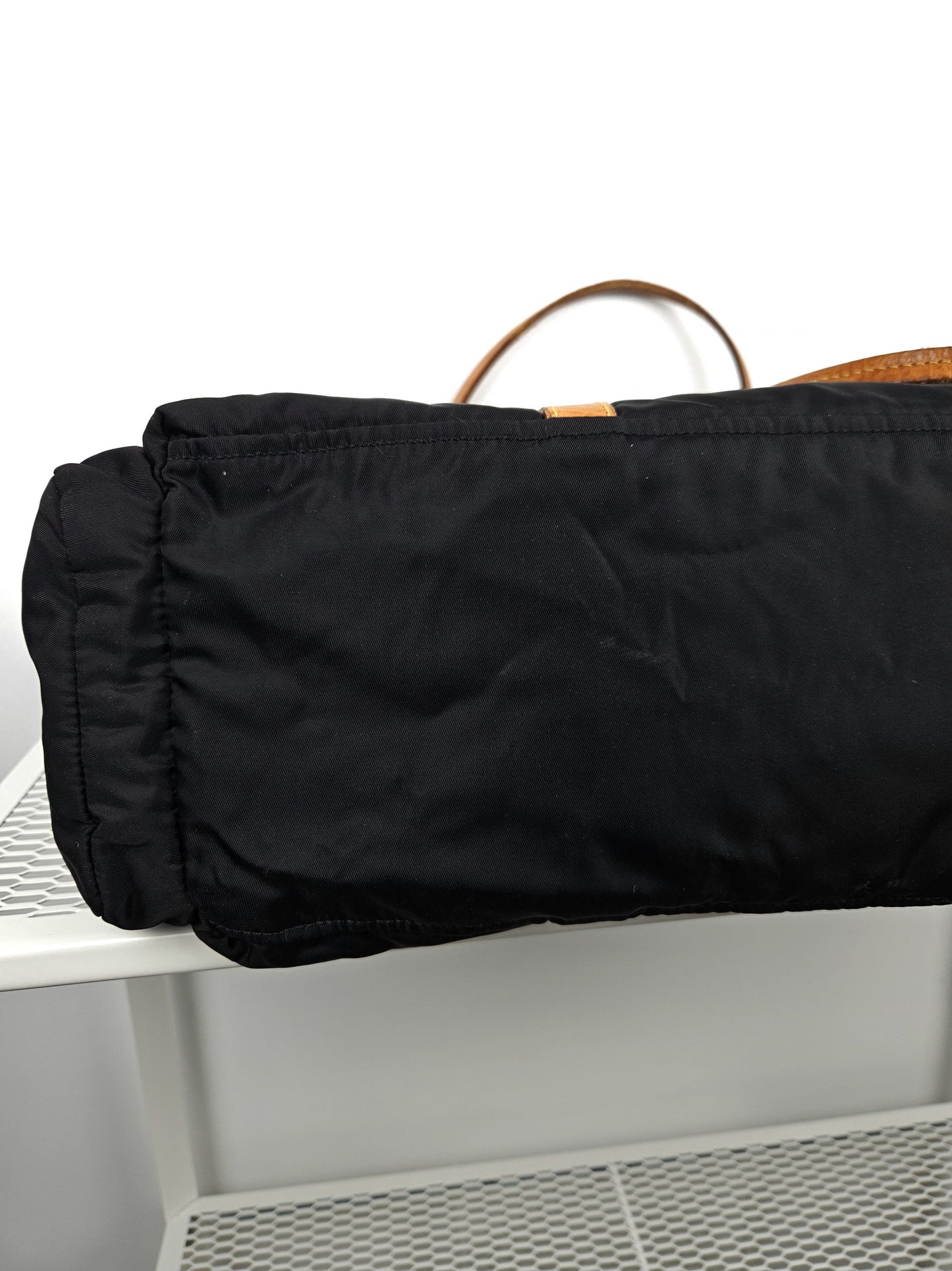 Archive miu miu nylon leather tote bag with cargo pockets