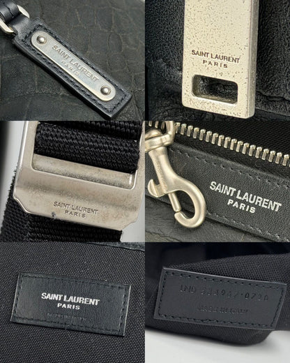 2021 Saint Laurent croc embossed leather city backpack