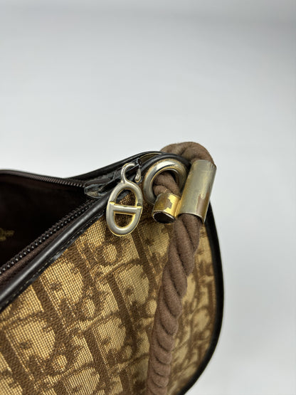 Vintage 80s Dior trotter oblique monogram rope shoulder bag