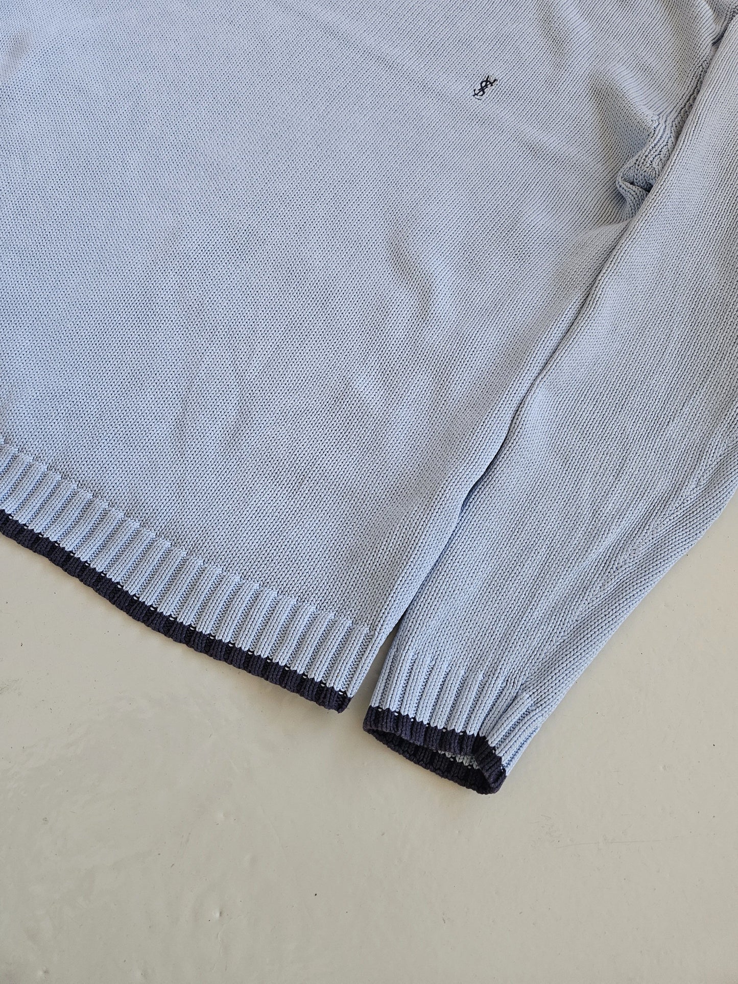 Vintage ysl baby blue embroidered logo thick knit sweater