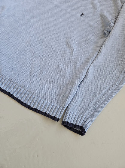 Vintage ysl baby blue embroidered logo thick knit sweater