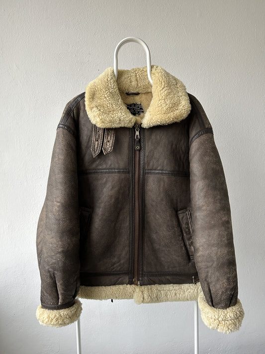 Vintage type b3 shearling leather aviator jacket