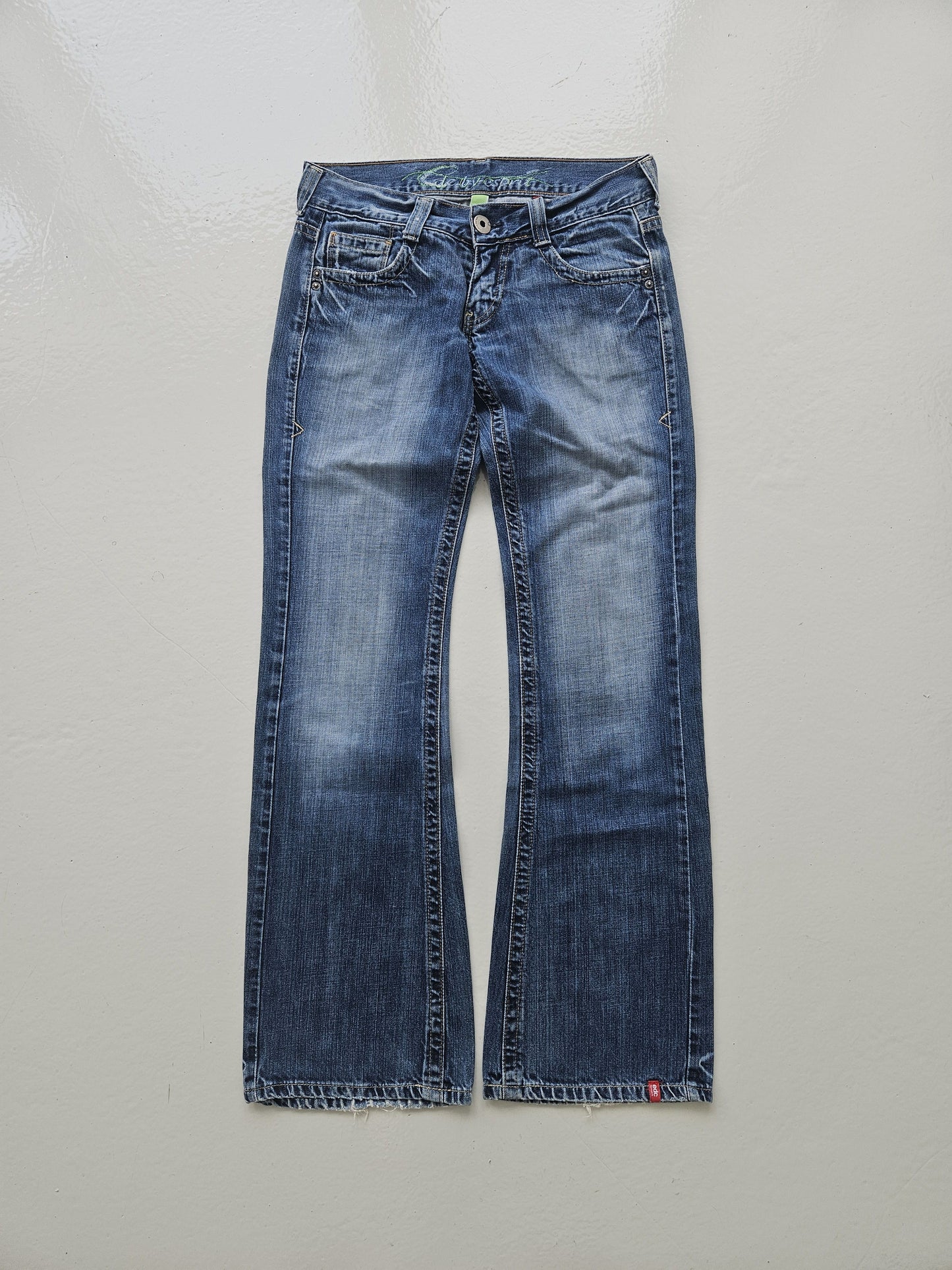 Vintage distressed bootcut low waisted denim