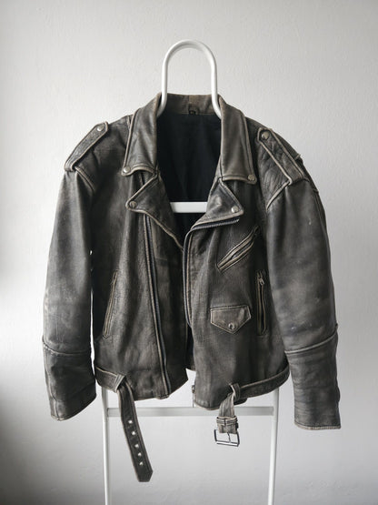 Vintage distressed ramones biker leather jacket