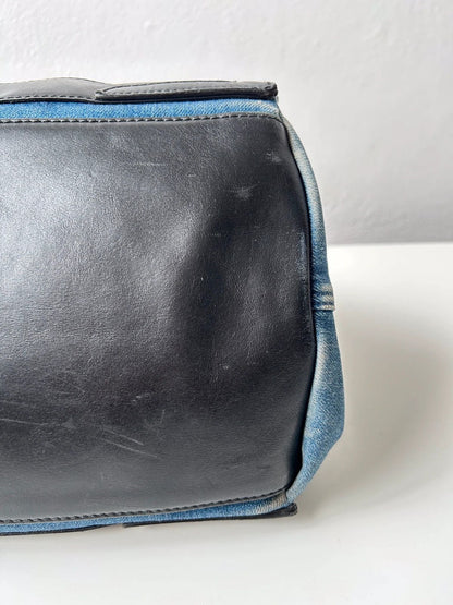 Balenciaga denim leather navy cabas m tote bag with pouch