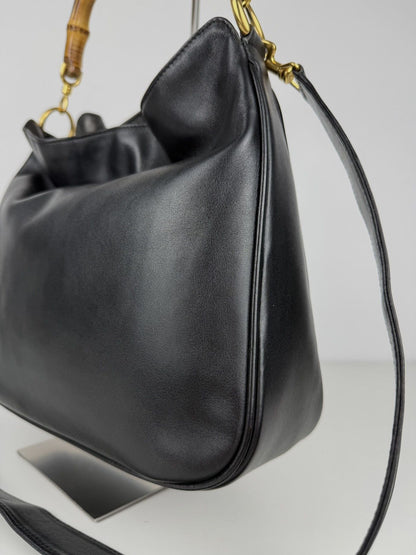 Vintage 80s Gucci bamboo top handle hobo handbag