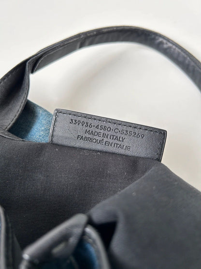 Balenciaga denim leather navy cabas m tote bag with pouch