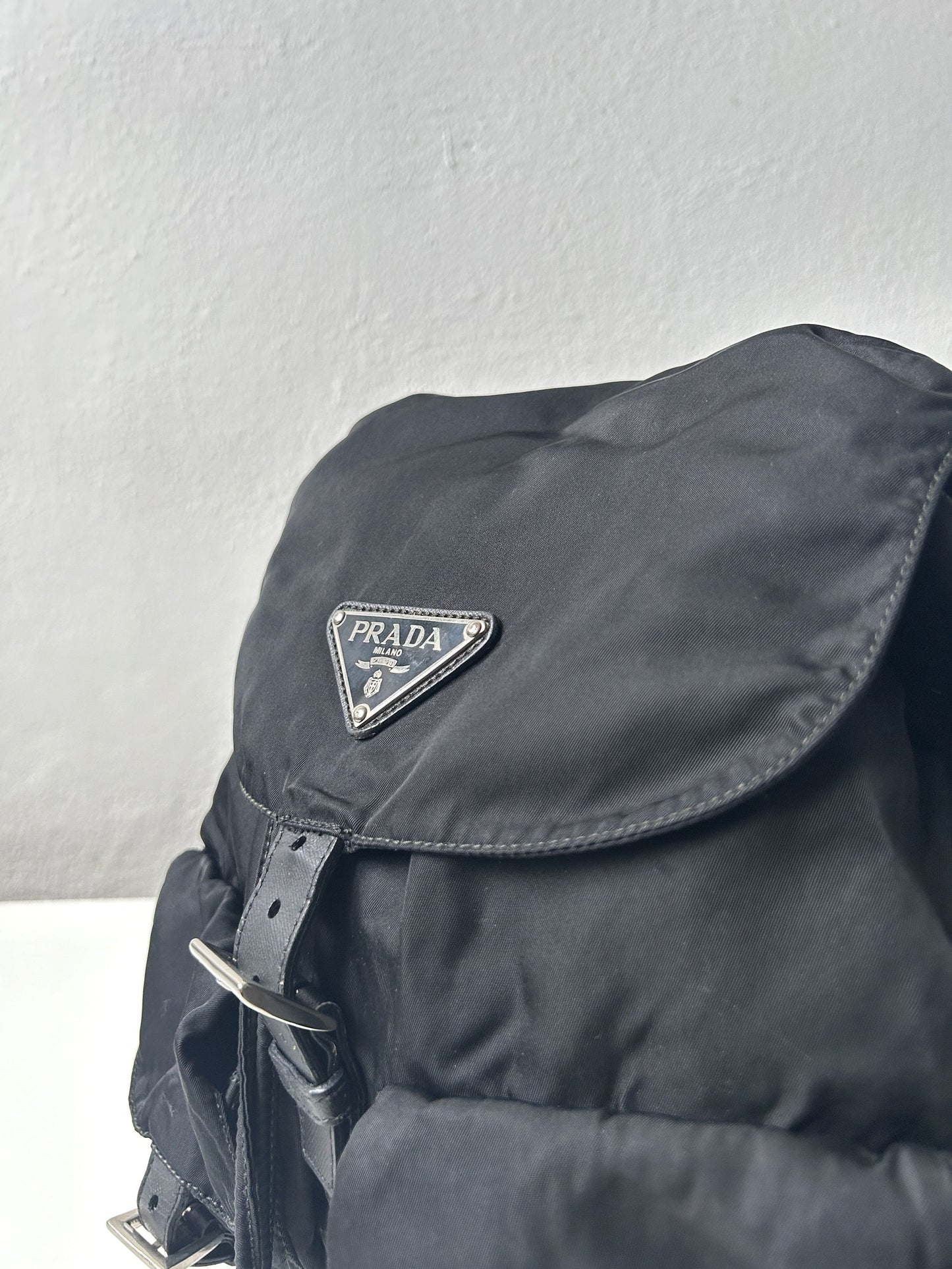 Vintage Prada nylon triangle logo cargo backpack